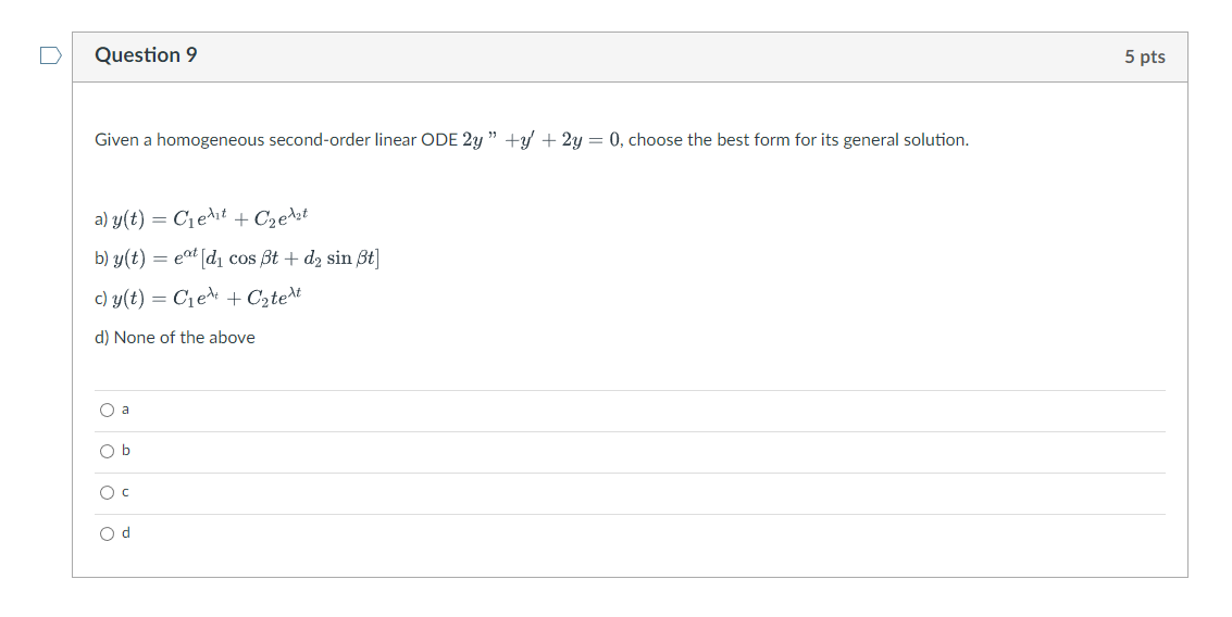 Solved given a homogeneous second order linear ode chegg