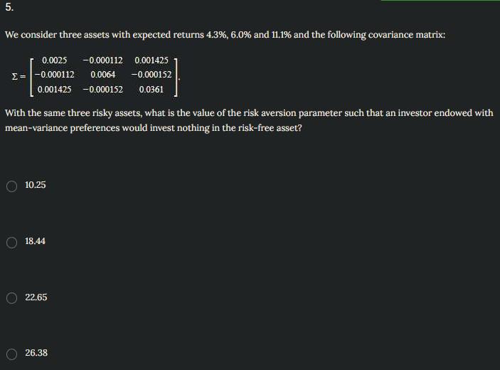 Solved We consider three assets with expected returns | Chegg.com