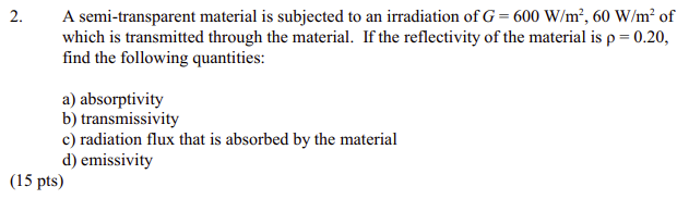 Solved 2 A Semi Transparent Material Is Subjected To An Chegg Com