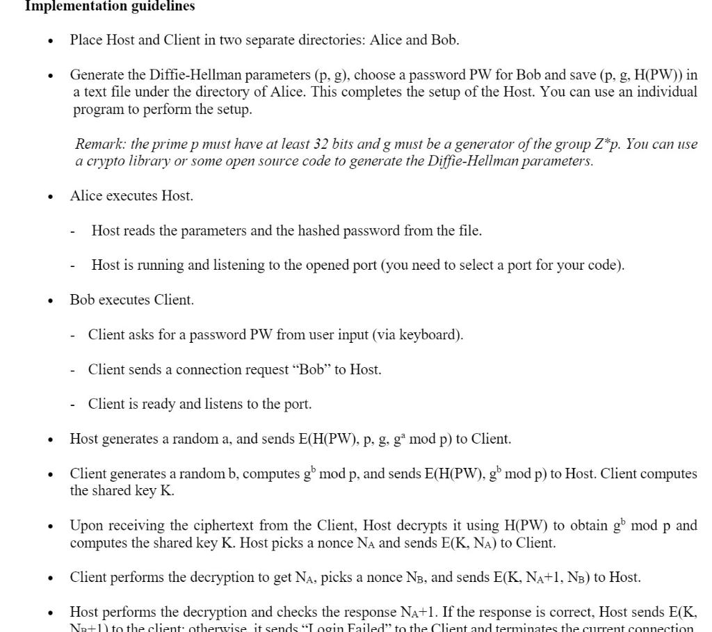 Solved Implementation guidelines Place Host and Client in | Chegg.com