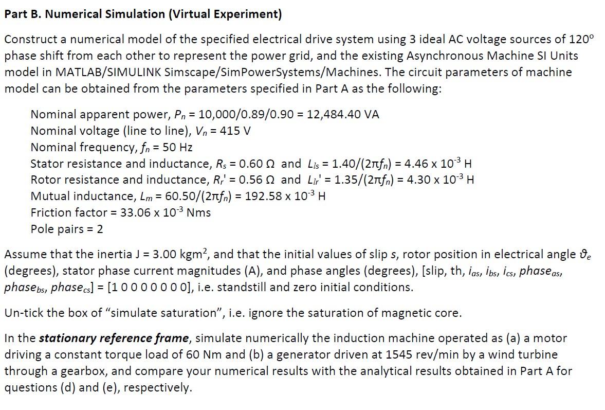 Part B. Numerical Simulation (Virtual Experiment) | Chegg.com