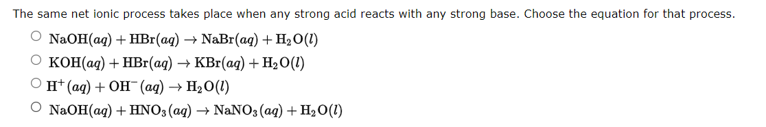 Solved → The same net ionic process takes place when any | Chegg.com