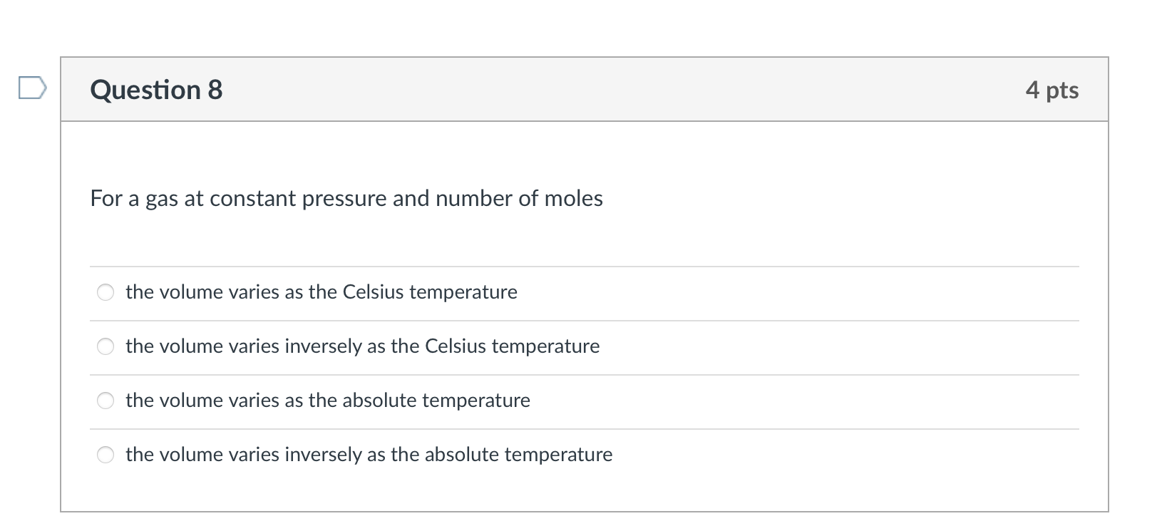 Solved Question 8 4 pts For a gas at constant pressure and | Chegg.com