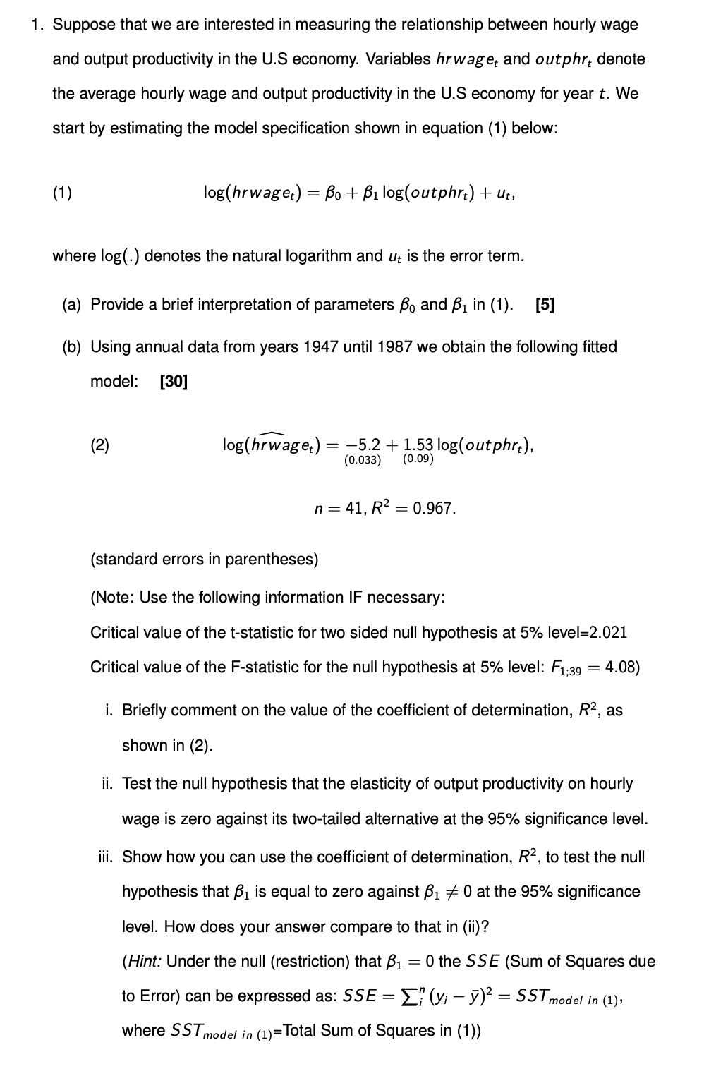 1. Suppose that we are interested in measuring the