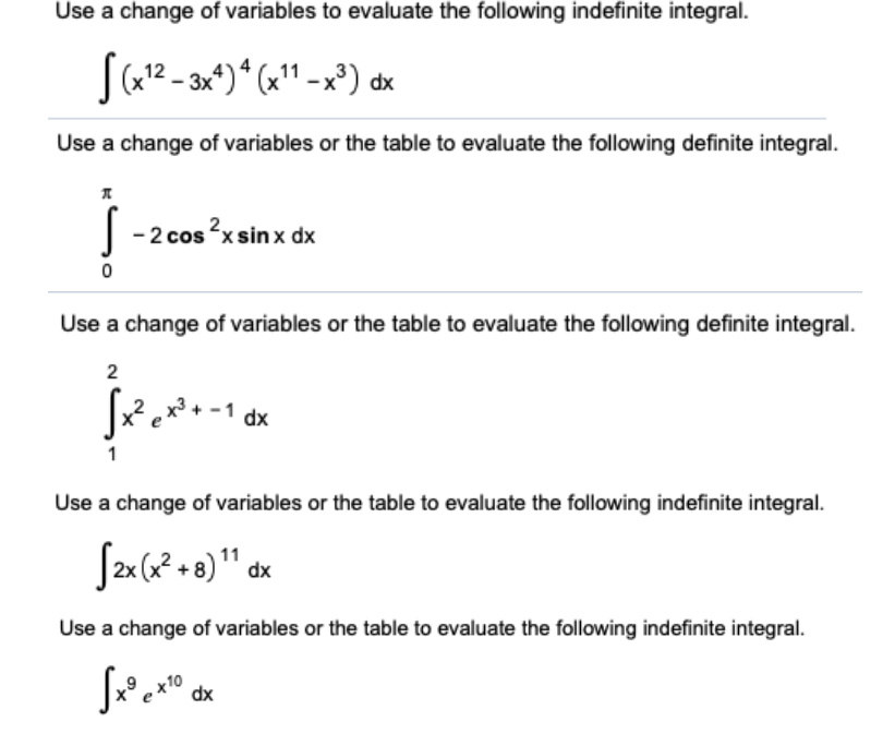 Solved Use a change of variables to evaluate the following | Chegg.com