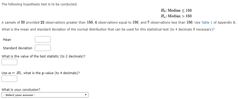 hypothesis test median