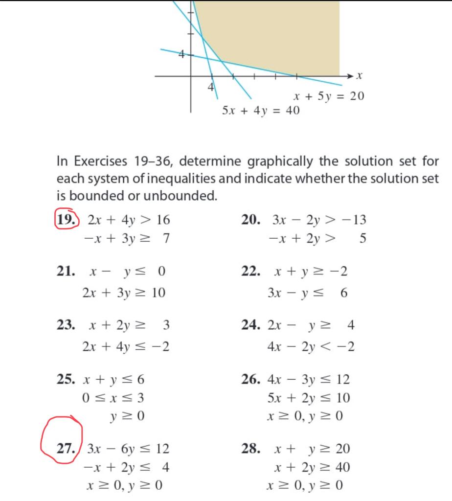 X 5y 5x 4y 40 In Exercises 19 36 Chegg Com