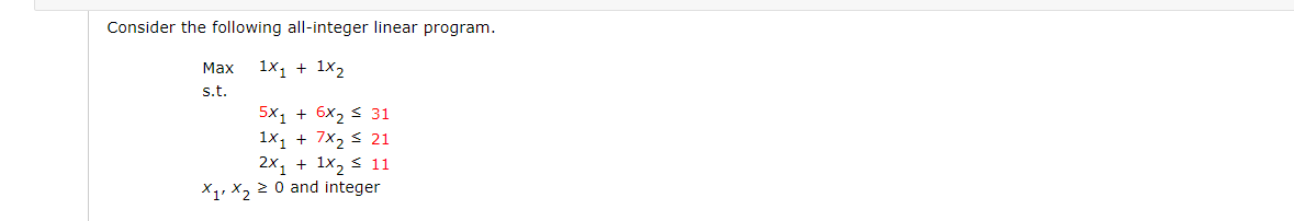Solved Consider the following all-integer linear program. | Chegg.com