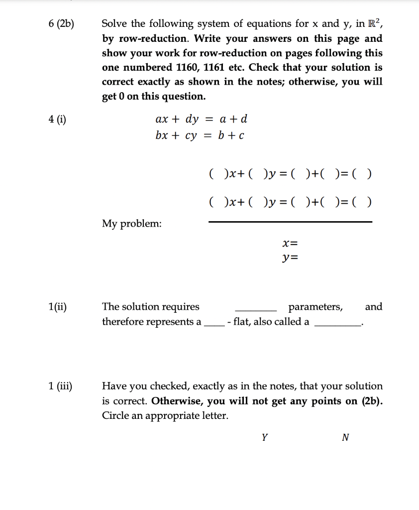 Solved 6(2b) Solve the following system of equations for x | Chegg.com