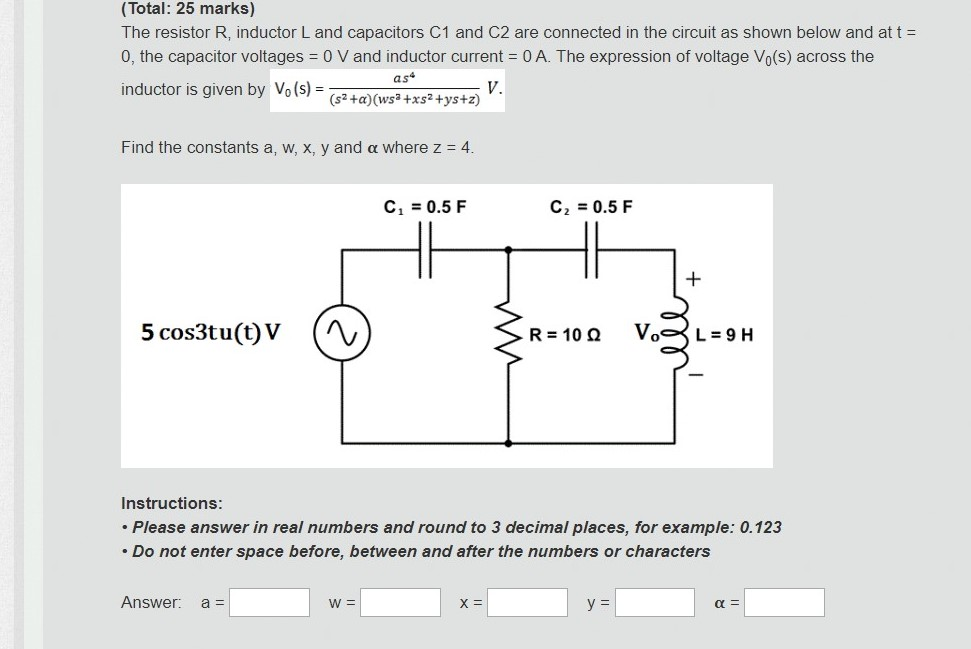 Solved The Resistor R Inductor L And Capacitors C1 And C Chegg Com