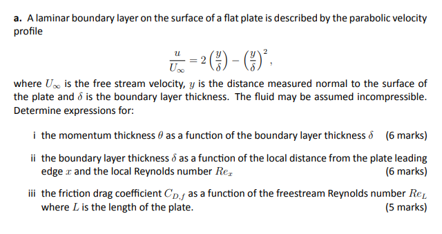 Solved a. A laminar boundary layer on the surface of a flat | Chegg.com