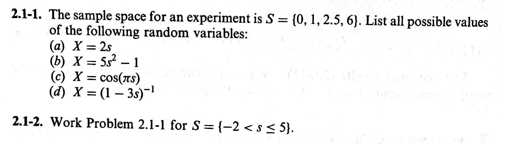 Solved 2.1-1. The sample space for an experiment is S = {0, | Chegg.com