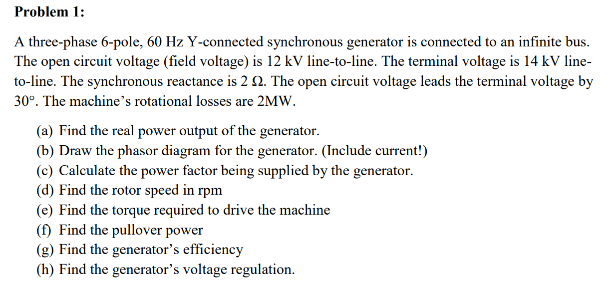 Solved A three-phase 6-pole, 60 Hz Y-connected synchronous | Chegg.com