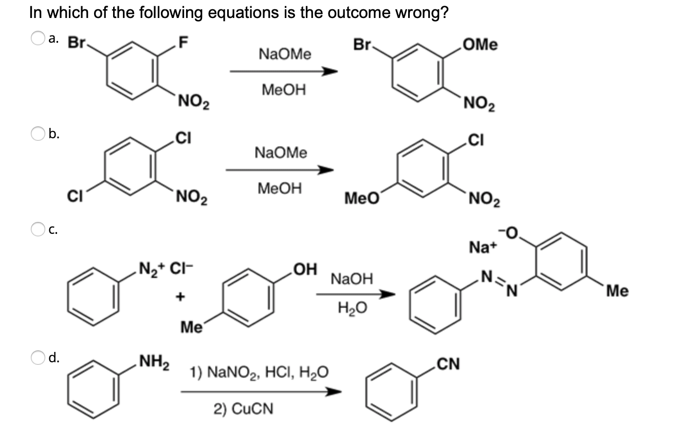 Solved In which of the following equations is the outcome | Chegg.com