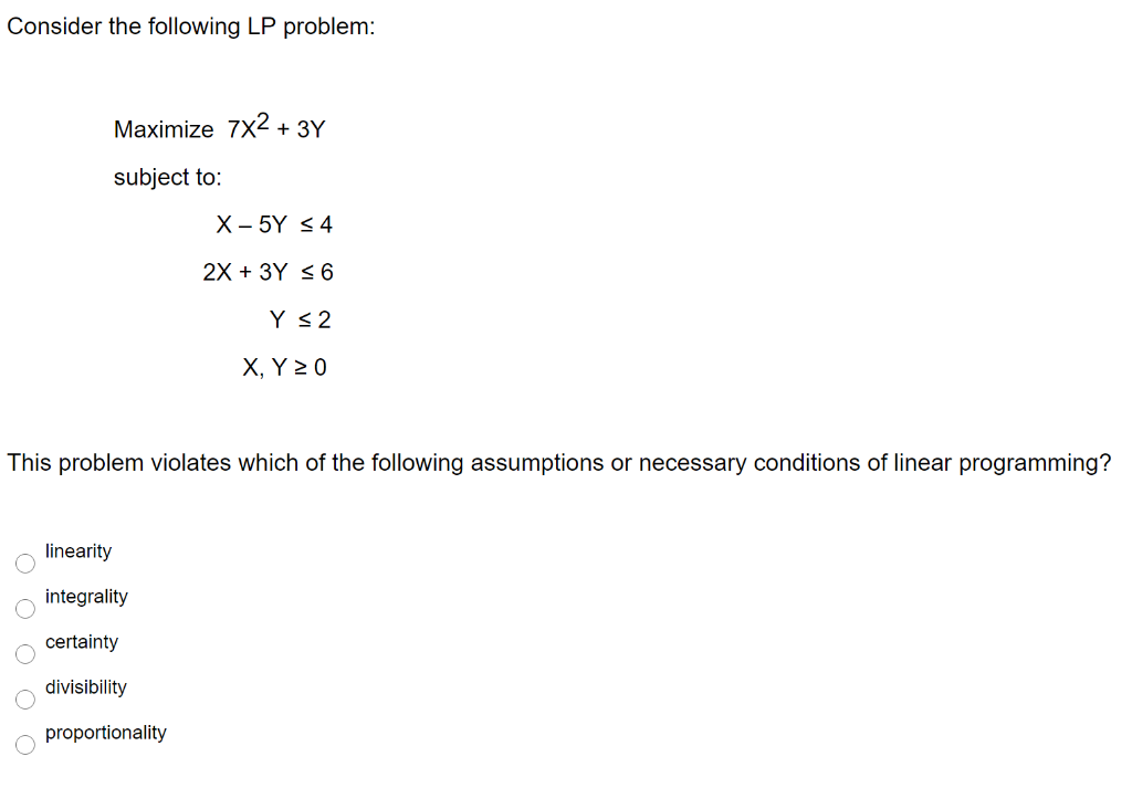 Solved Consider the following LP problem: Maximize 7x2 + 3Y | Chegg.com