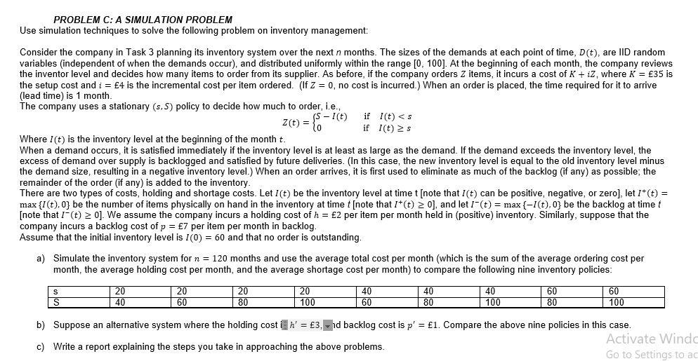 Solved PROBLEM B: AN INVENTORY MANAGEMENT PROBLEM In the | Chegg.com