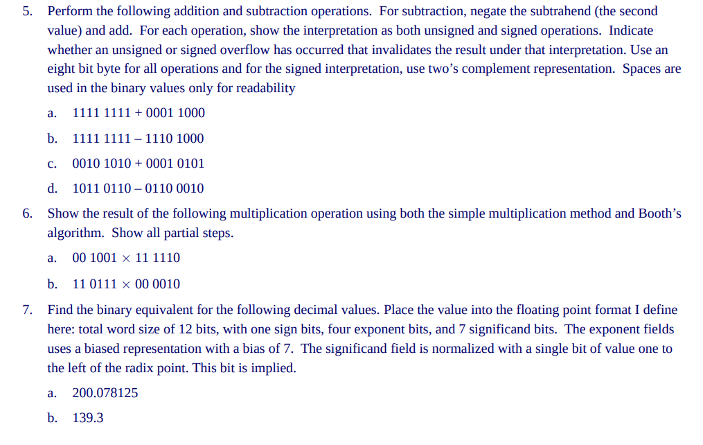 Solved 5. Perform the following addition and subtraction | Chegg.com