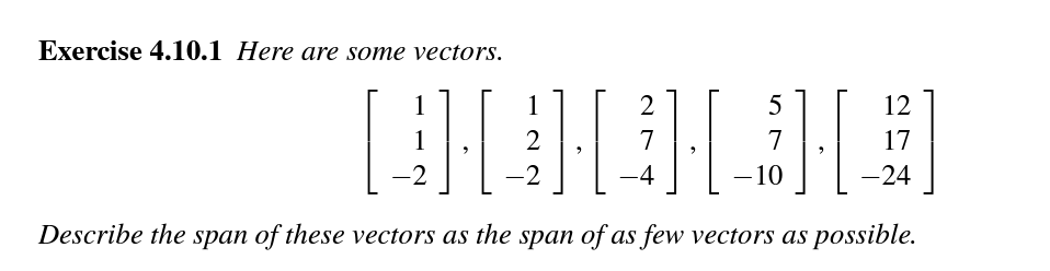 Solved Exercise 4.10.1 Here are some vectors. | Chegg.com