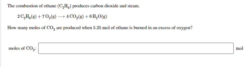 Solved The combustion of ethane C H. produces carbon Chegg