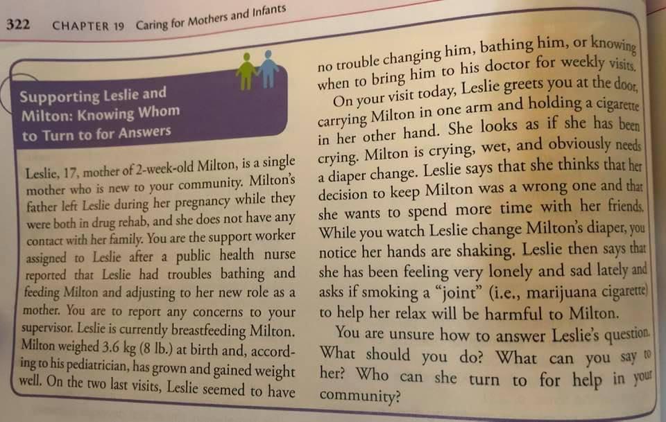 322 CHAPTER 19 Caring for Mothers and Infants knowing no trouble changing him, bathing him, or when to bring him to his docto