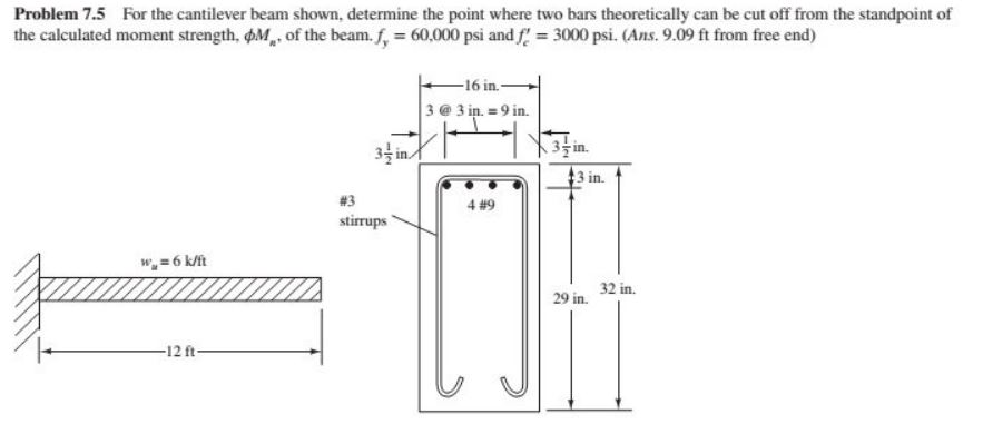 Solved Problem 7.5 ﻿For the cantilever beam shown, determine | Chegg.com