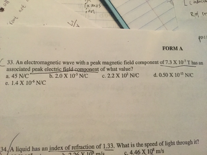 Solved An electromagnetic wave with a peak magnetic field | Chegg.com