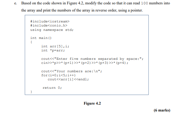 Solved e. Based on the code shown in Figure 4.2, modify the | Chegg.com