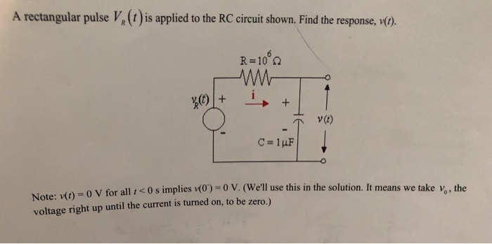 Solved A rectangular pulse V, (t) is applied to the RC | Chegg.com