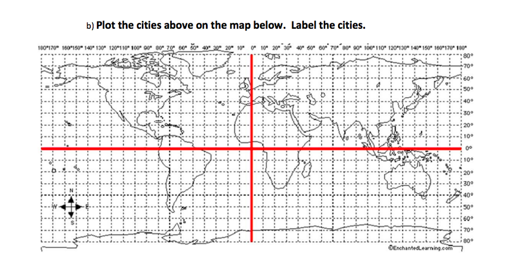 Latitude And Longitude Map With Cities