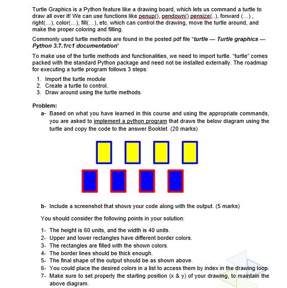 Solved Turtle Graphics is a Python feature like a drawing | Chegg.com
