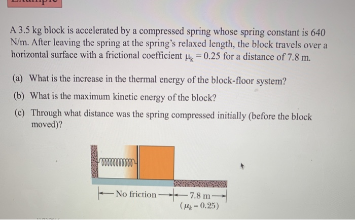 Block Compressing Spring Solved A 3.5 kg block is accelerated by a compressed spring | Chegg.com