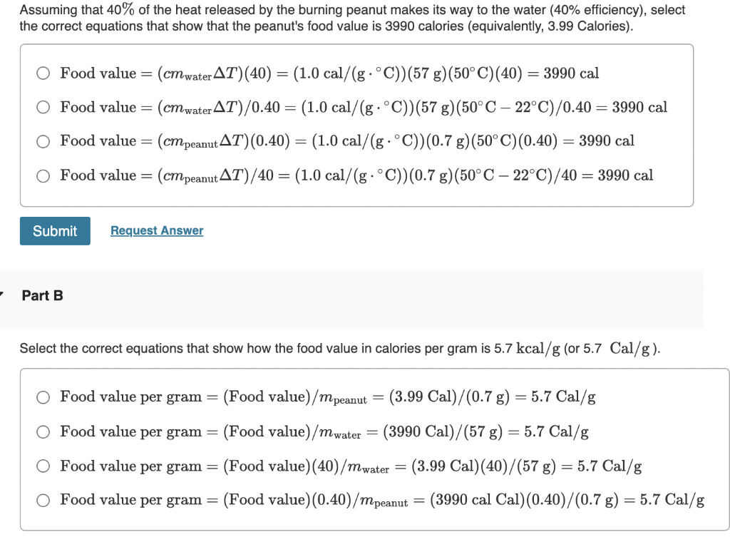 Solved Will Maynez burns a 0.7g peanut beneath 57 g of