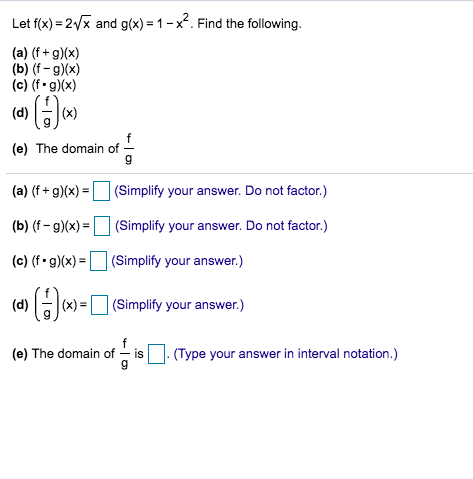 Solved Let F X 2 X And G X 1 X Find The Followi Chegg Com