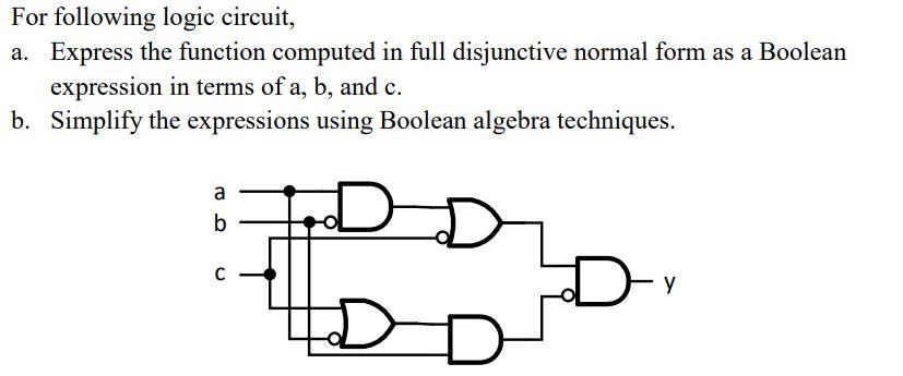 Solved For following logic circuit, a. Express the function | Chegg.com