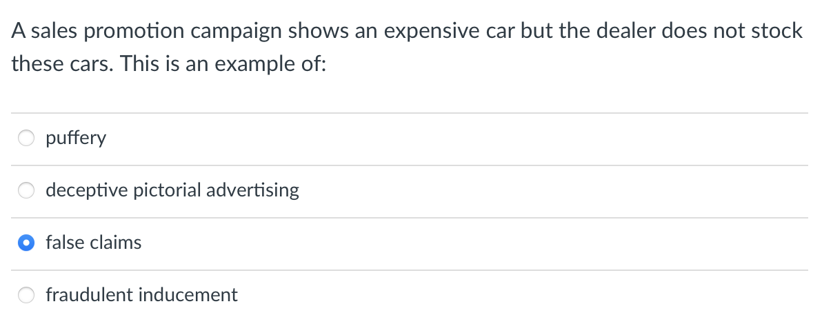 Solved A sales promotion campaign shows an expensive car but | Chegg.com