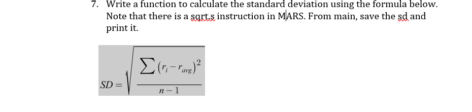 7. Write a function to calculate the standard | Chegg.com