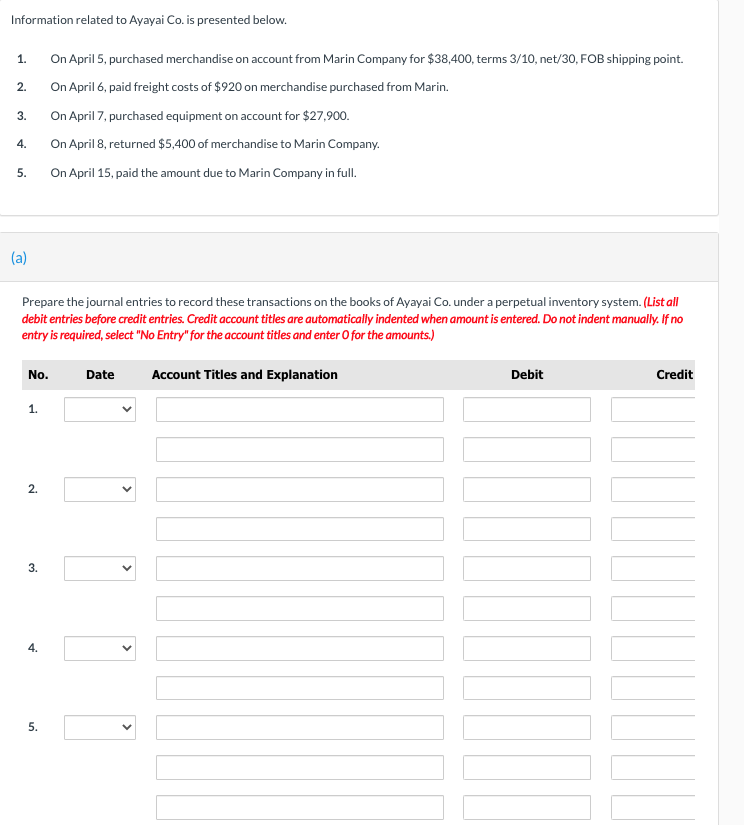 Solved A) Information related to Ayayai Co. is presented