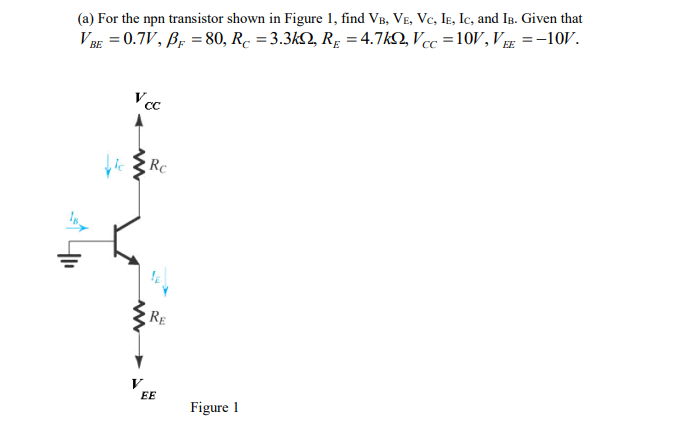 Solved (a) For the npn transistor shown in Figure 1, find | Chegg.com