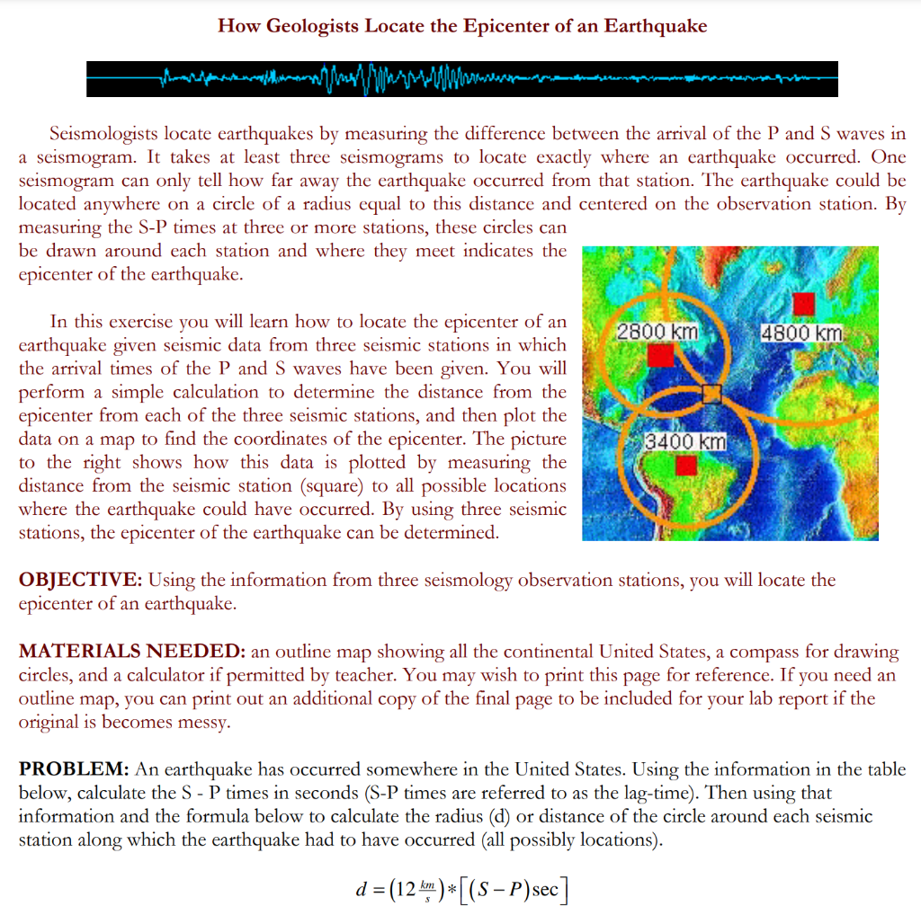 Solved How Geologists Locate the Epicenter of an Earthquake