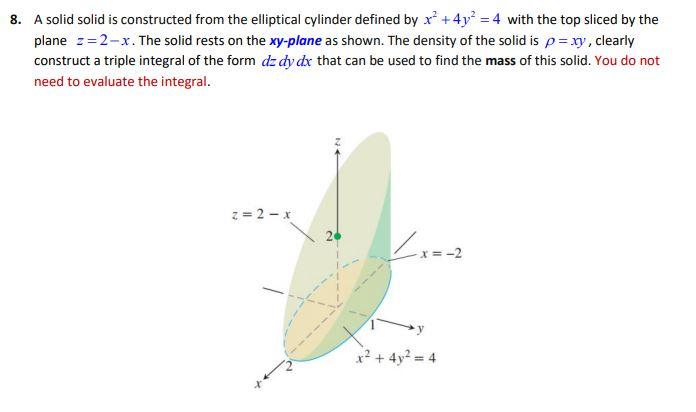 Solved A solid solid is constructed from the elliptical | Chegg.com