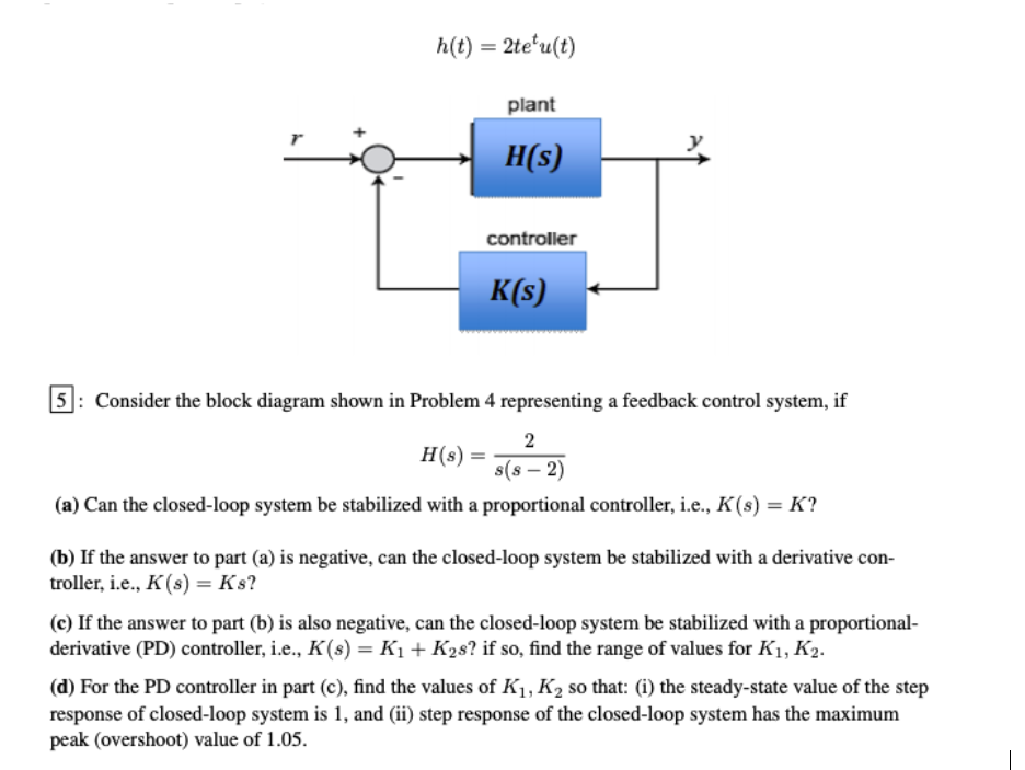 Solved 5: Consider the block diagram shown in Problem 4 | Chegg.com