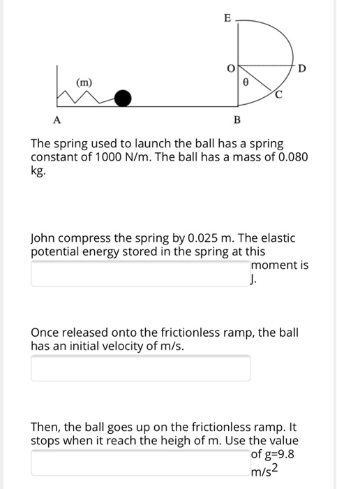 Solved The spring used to launch the ball has a spring | Chegg.com