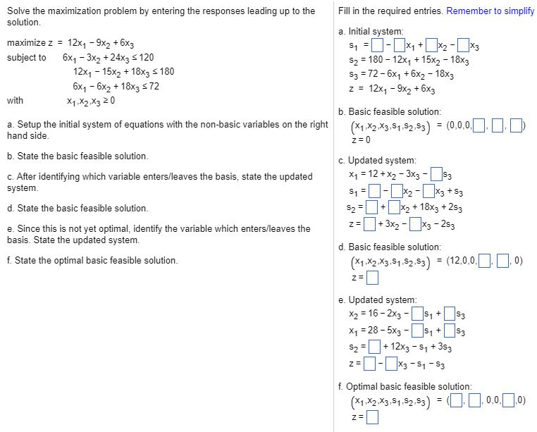Solved Solve the maximization problem by entering the | Chegg.com