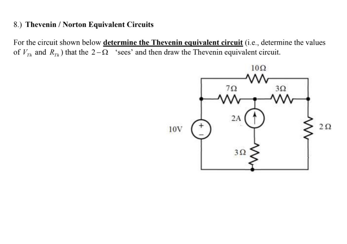 Solved 8 Thevenin Norton Equivalent Circuits For The 6307