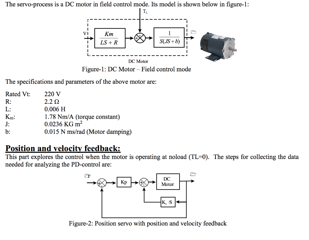The servo-process is a DC motor in field control | Chegg.com