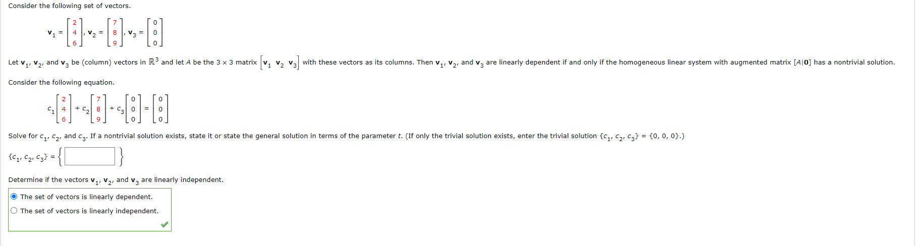 Solved Consider the following set of vectors. | Chegg.com