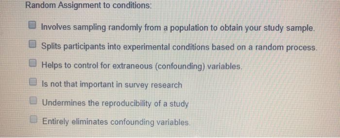 random assignment to conditions