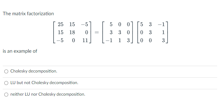 Solved The matrix factorization | Chegg.com