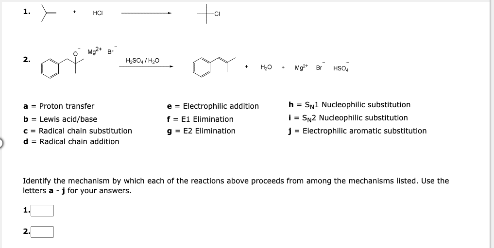 Solved 1. +HCl 2. a= Proton transfer b= Lewis acid/base c= | Chegg.com