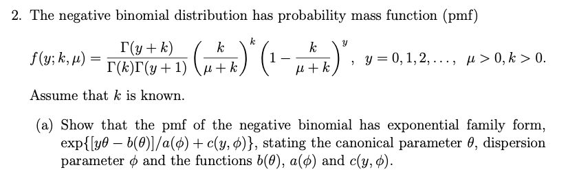 Solved The negative binomial distribution has probability | Chegg.com